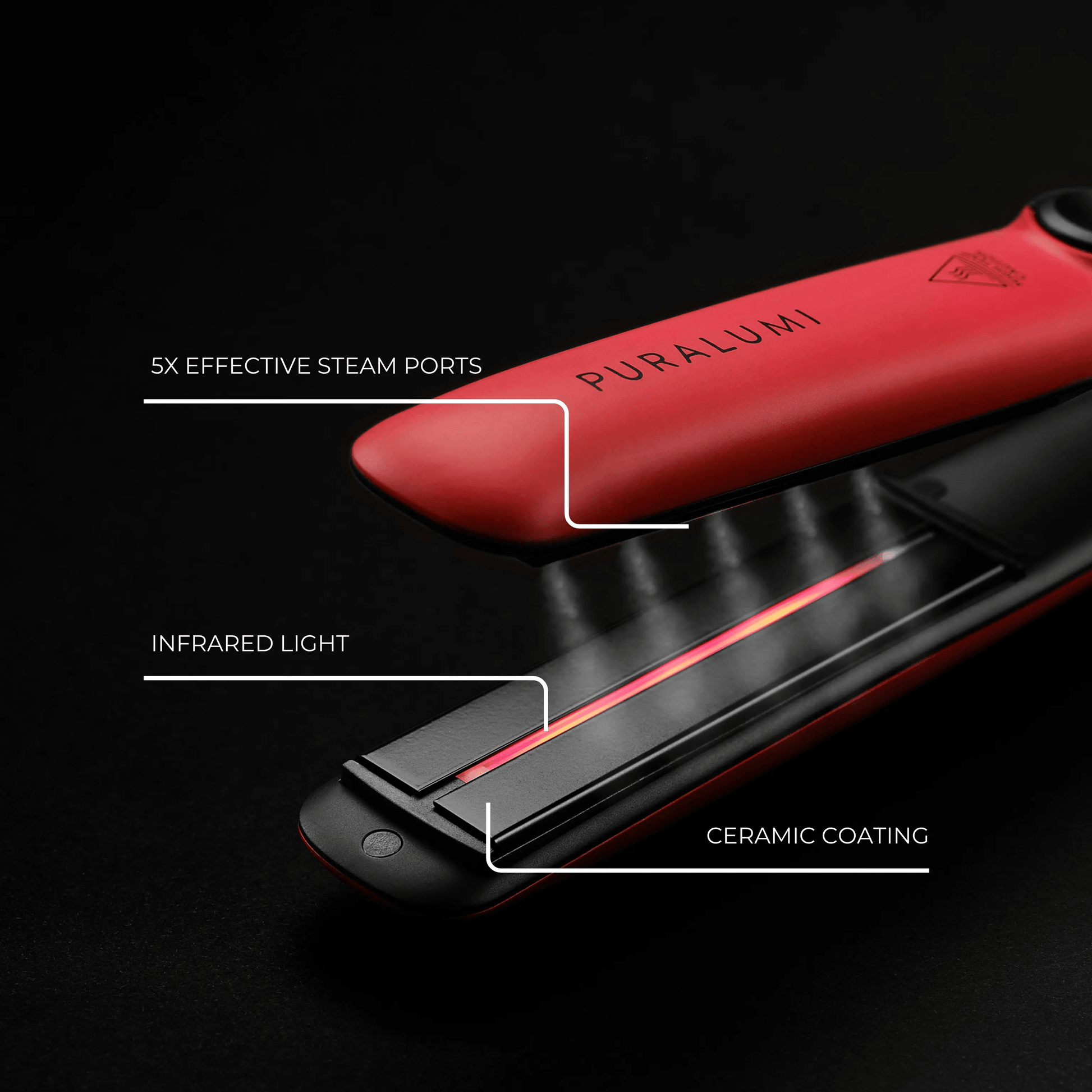 Närbild steamhair med specifikationer